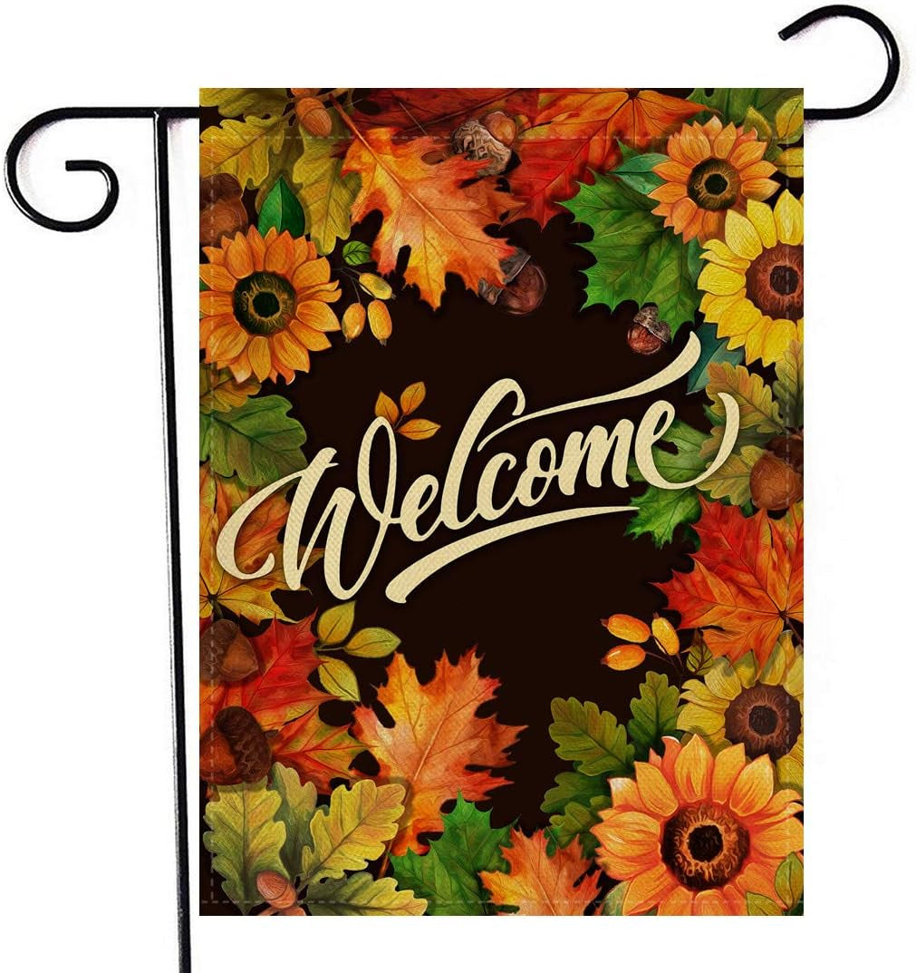Charming Welcome Fall Sunflower and Maple Leaves Garden Flag - Double-Sided Autumn Decor for Your Outdoor Space