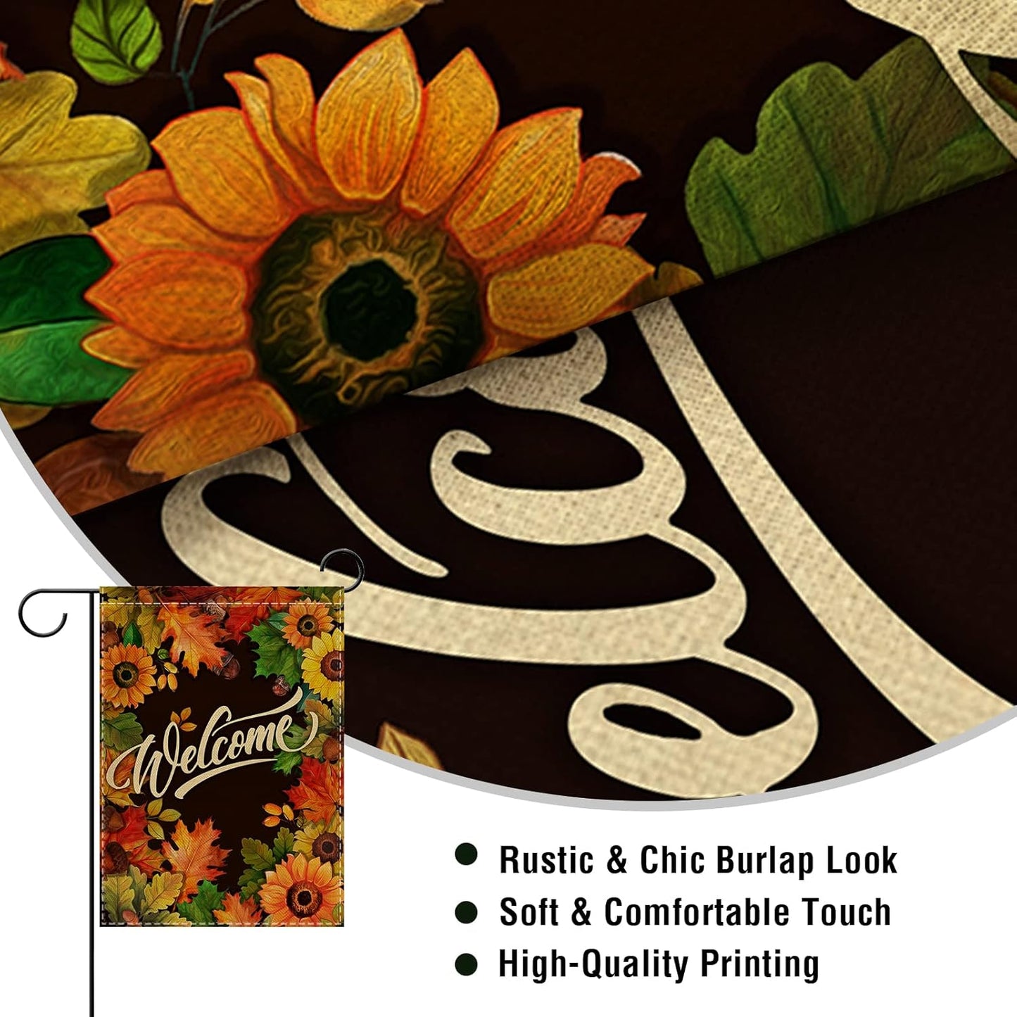 Charming Welcome Fall Sunflower and Maple Leaves Garden Flag - Double-Sided Autumn Decor for Your Outdoor Space