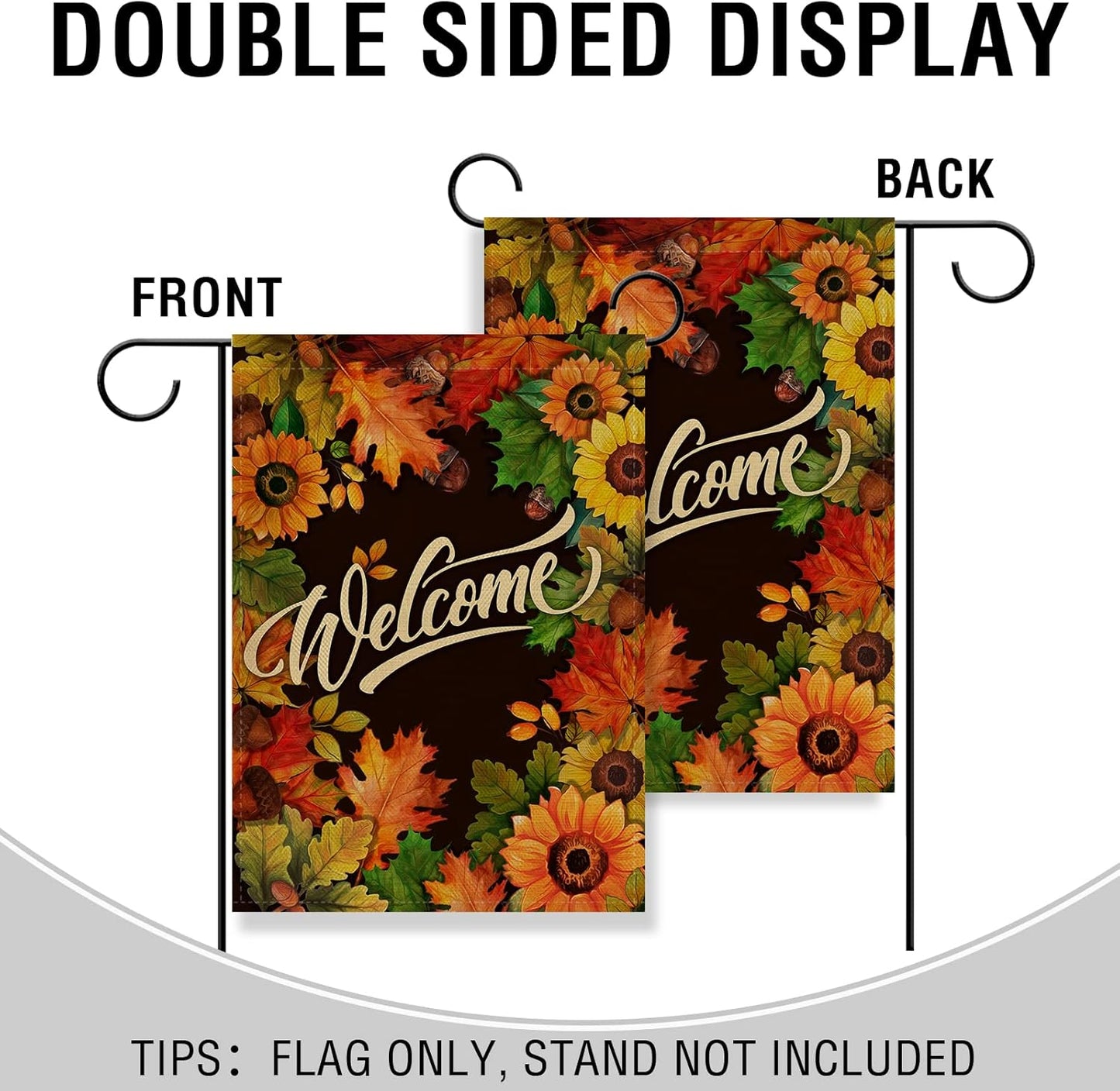 Charming Welcome Fall Sunflower and Maple Leaves Garden Flag - Double-Sided Autumn Decor for Your Outdoor Space