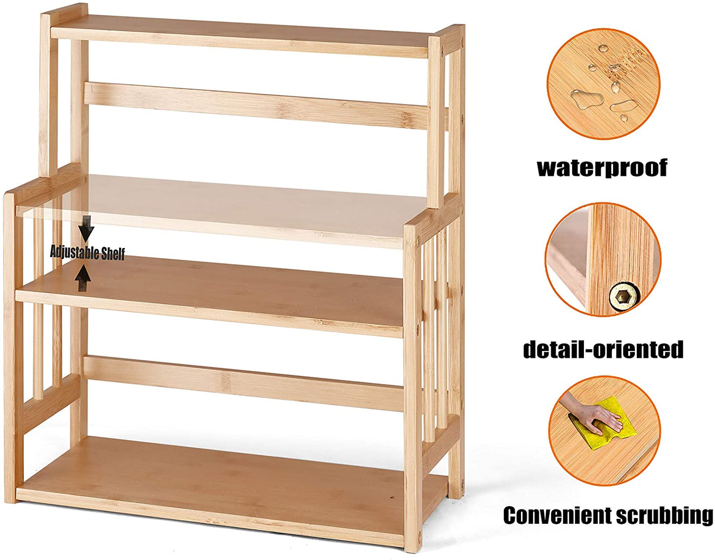 Stylish Bamboo Spice Rack Organizer - 3 Tier Adjustable Kitchen Countertop Shelf for Ultimate Storage Solutions
