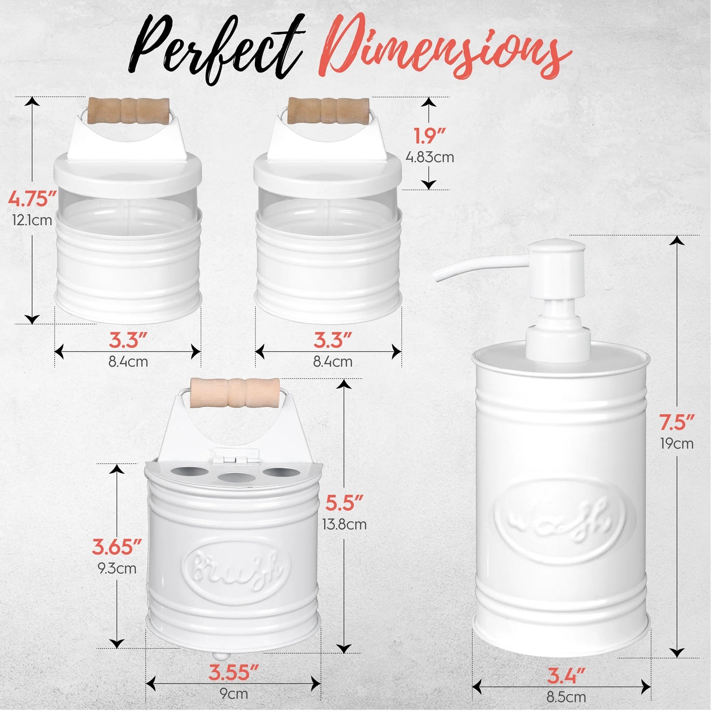Elevate Your Bathroom Aesthetic with the Farmhouse 4-Piece White Bathroom Accessories Set