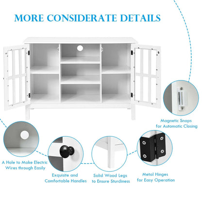 Stylish White Wood TV Stand - Elegant Entertainment Center for TVs Up to 50"