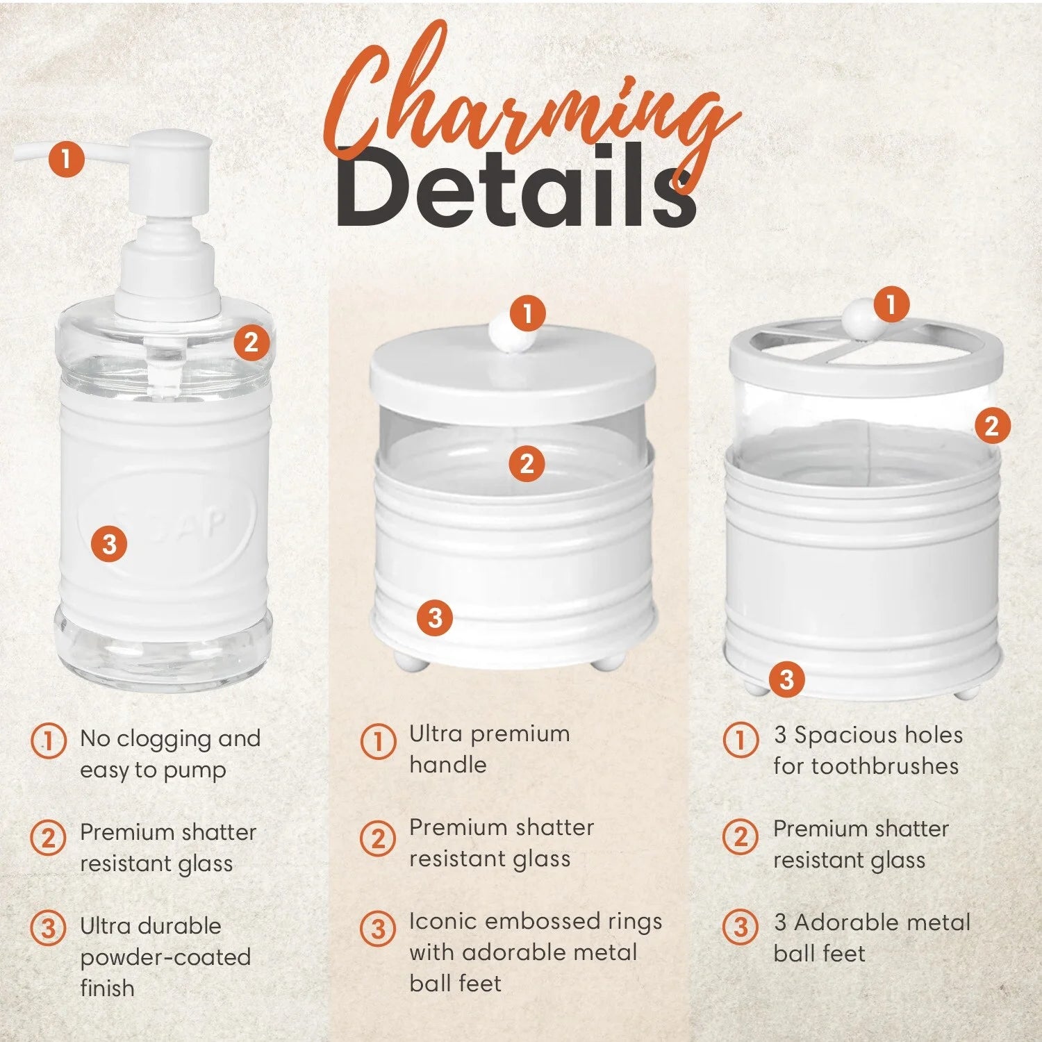 Transform Your Bathroom with Our 4-Piece White Metal Bath Set – Stylish Soap Dispenser, Toothbrush Holder, and Two Chic Apothecary Jars!