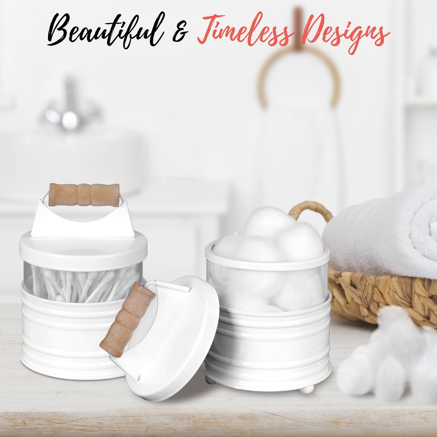 Elevate Your Bathroom Aesthetic with the Farmhouse 4-Piece White Bathroom Accessories Set