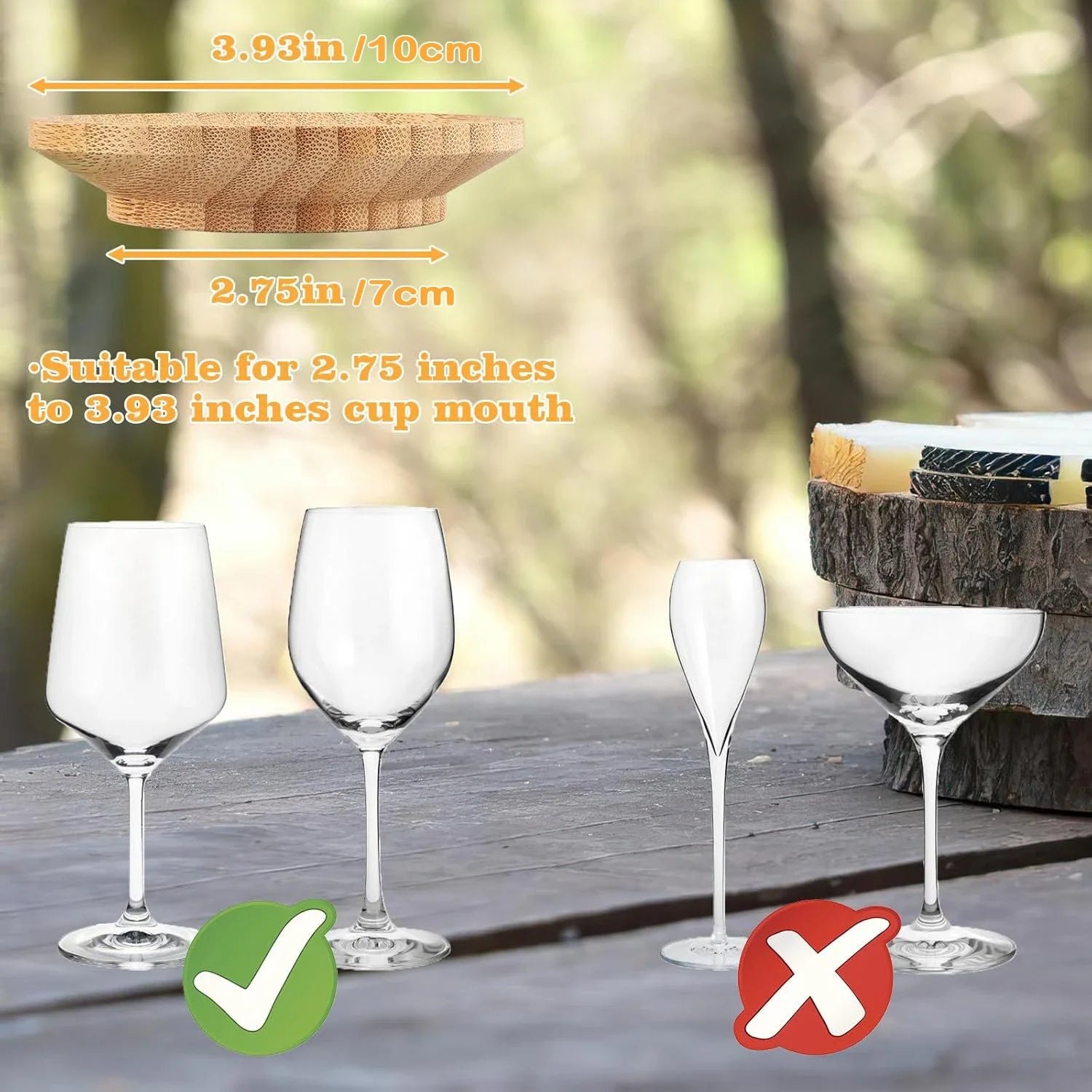Elevate Your Entertaining with 1-4Pcs Bamboo Wine Glass Charcuterie Toppers - Stylish Covers for Appetizers and Wine Glasses