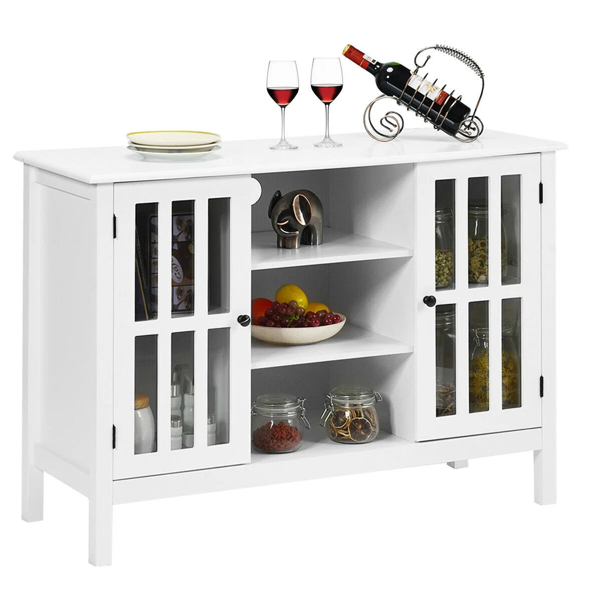 Stylish White Wood TV Stand - Elegant Entertainment Center for TVs Up to 50"