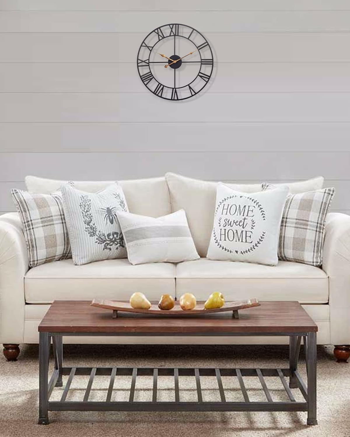 14 Inch Vintage Black Roman Wall Clock, Battery Operated, Silent, Ideal for Living Room, Kitchen, Patio - Black