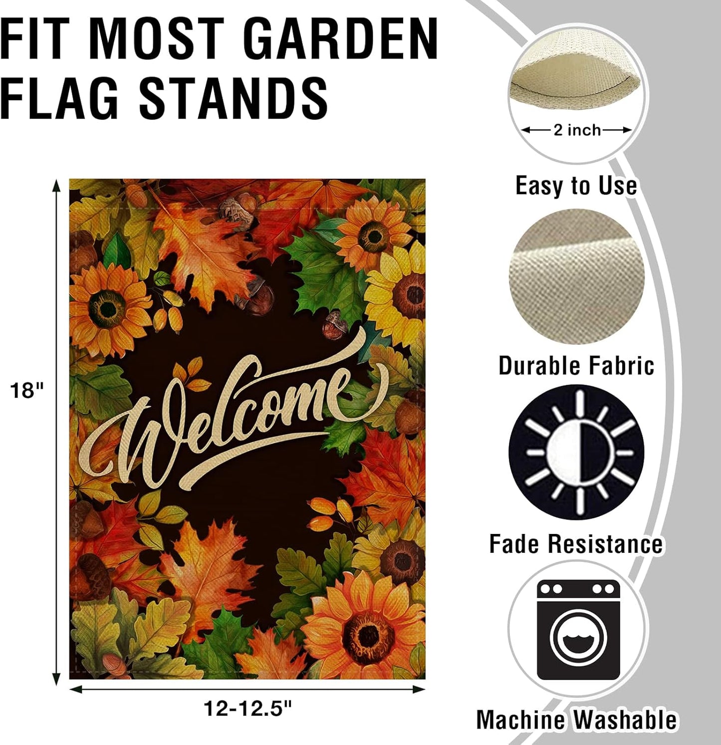 Charming Welcome Fall Sunflower and Maple Leaves Garden Flag - Double-Sided Autumn Decor for Your Outdoor Space