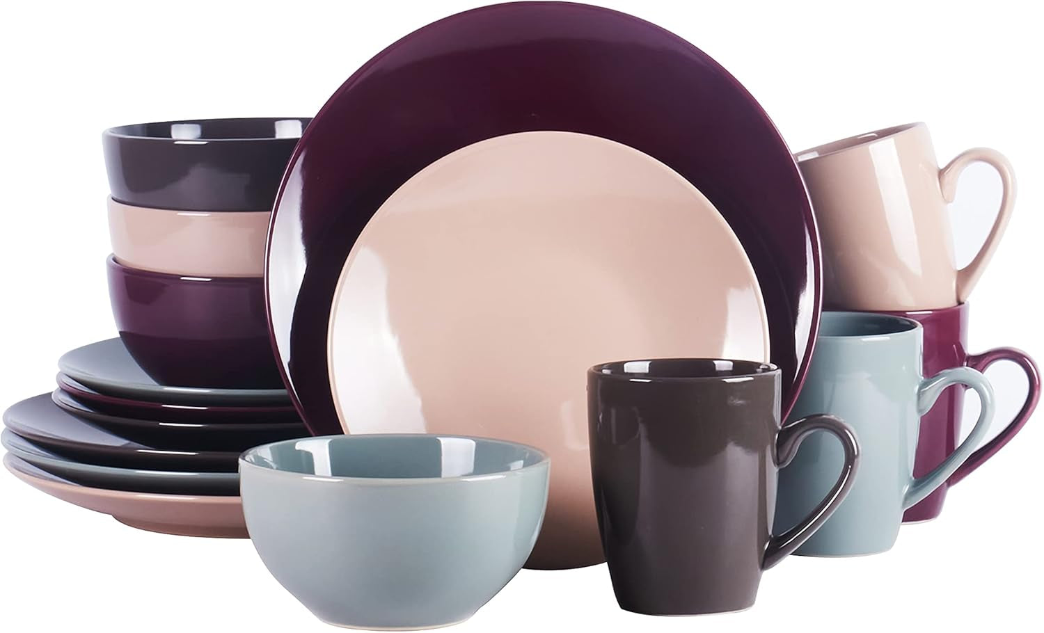 Elevate Your Dining Experience with the Autumn Foliage Color Wave 16-Piece Stoneware Dinnerware Set