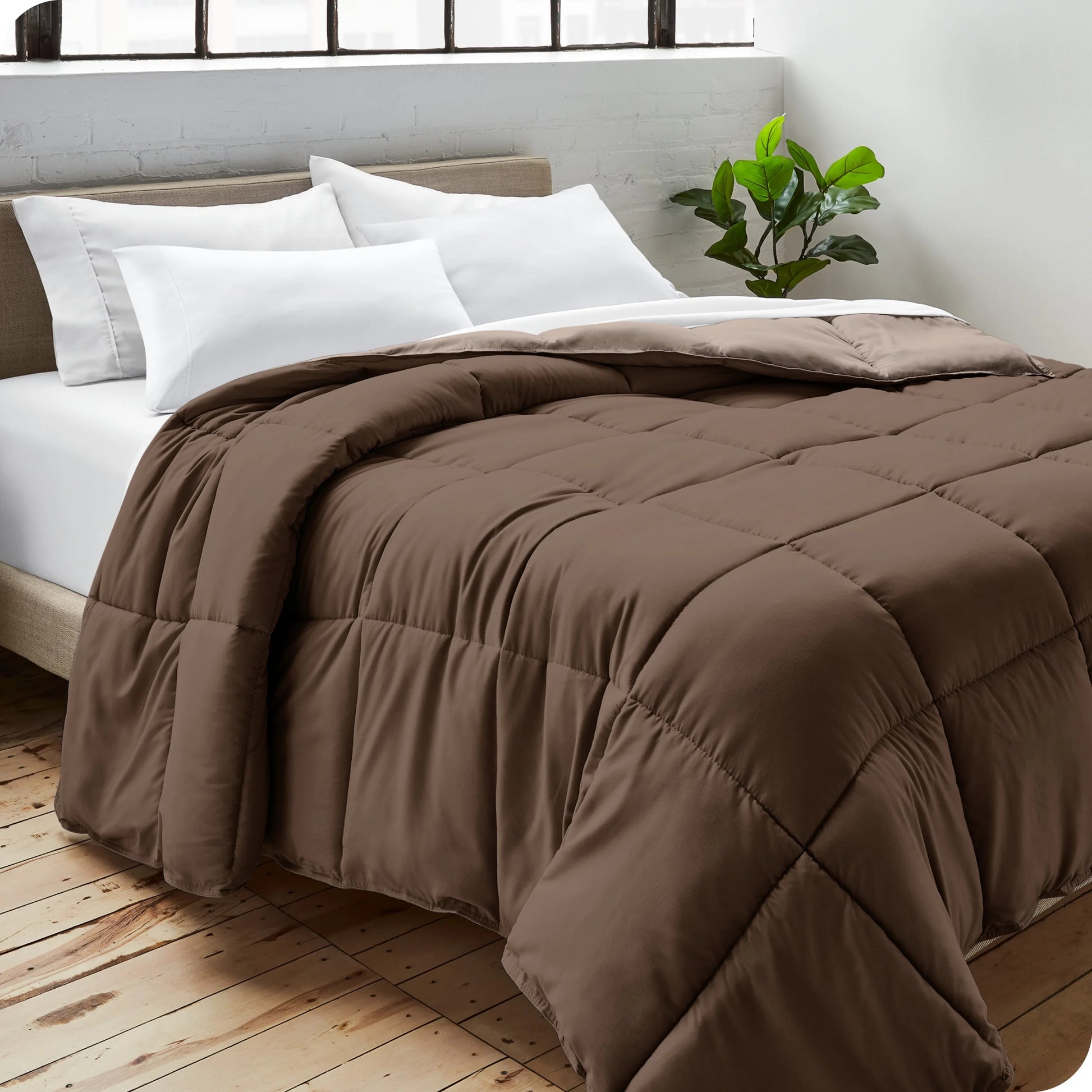 Transform Your Sleep Experience with the Luxurious 1800 Collection Reversible Down Alternative Comforter in Rich Cocoa/Taupe - King/Cal King