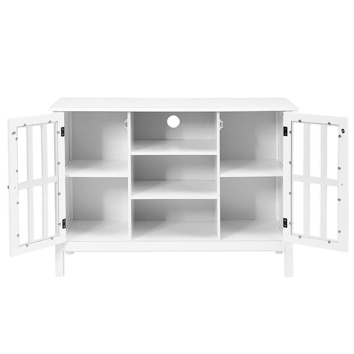Stylish White Wood TV Stand - Elegant Entertainment Center for TVs Up to 50"