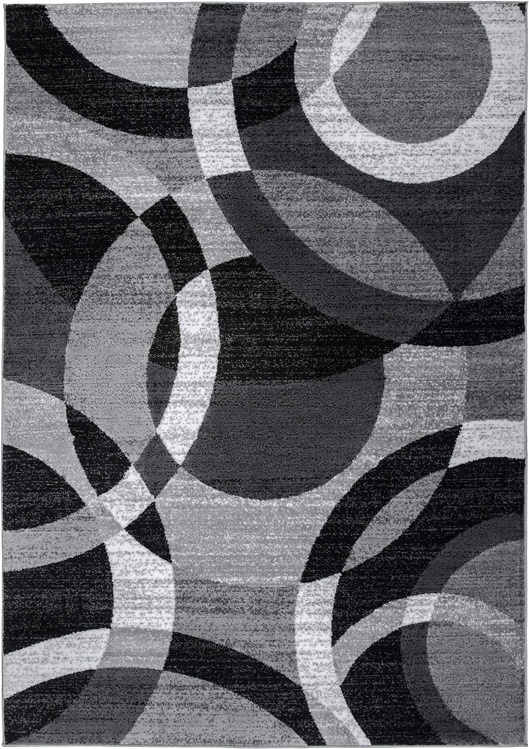 Transform Your Space with the Contemporary Abstract Circles Area Rug – Perfect for High Traffic Areas in Your Living Room, Bedroom, or Kitchen – 6'6" x 9' in Elegant Gray