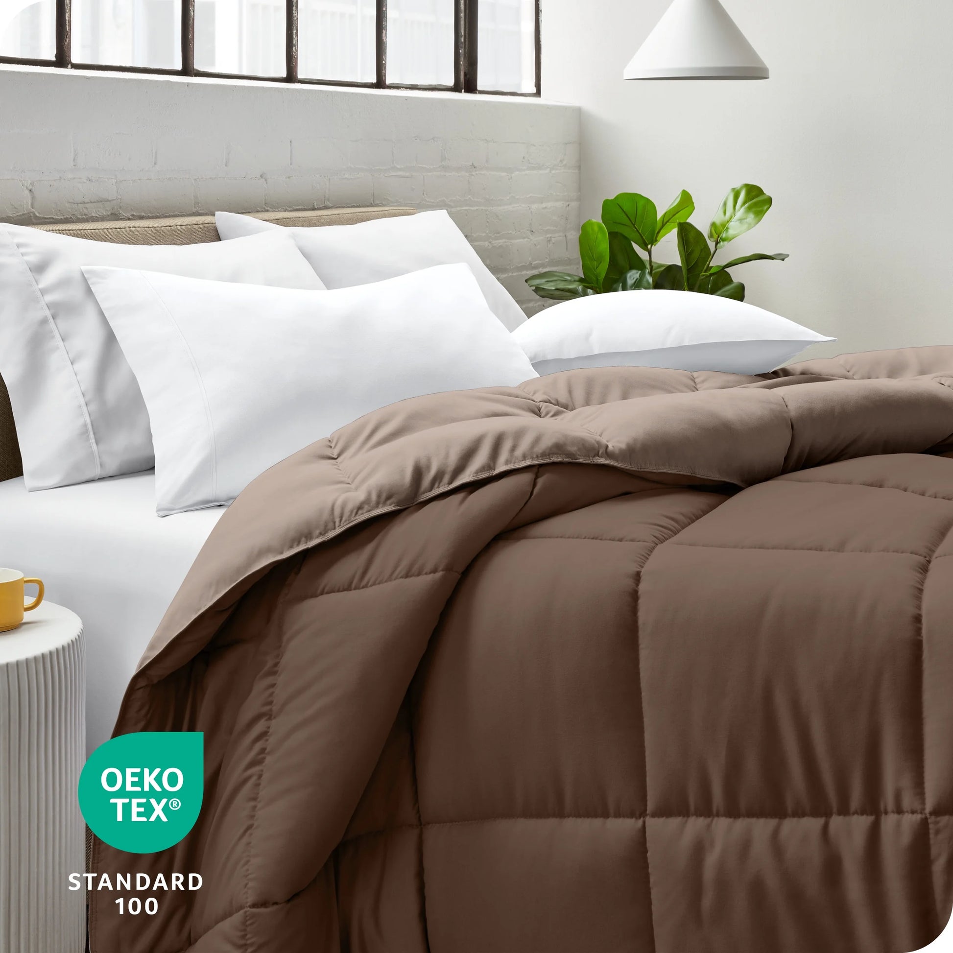 Transform Your Sleep Experience with the Luxurious 1800 Collection Reversible Down Alternative Comforter in Rich Cocoa/Taupe - King/Cal King