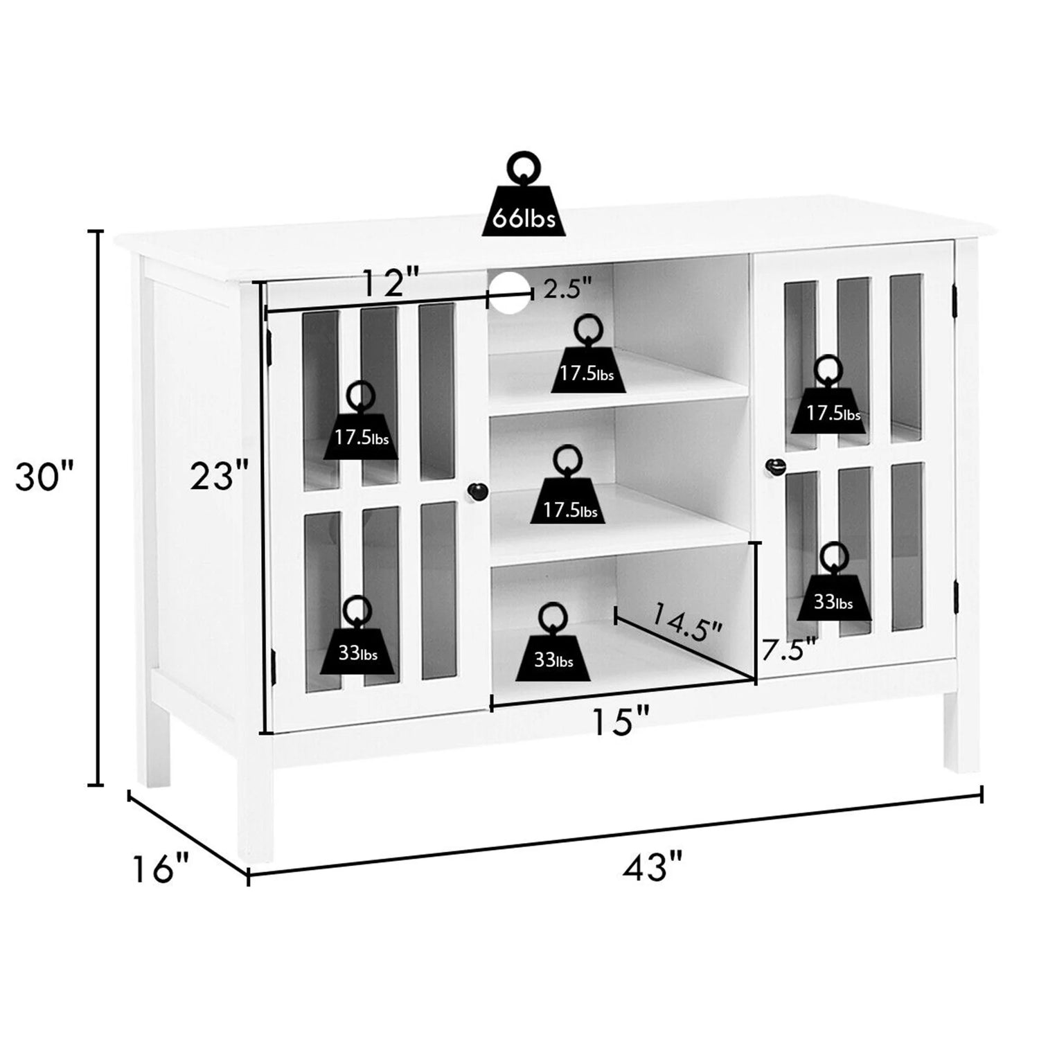 Stylish White Wood TV Stand - Elegant Entertainment Center for TVs Up to 50"