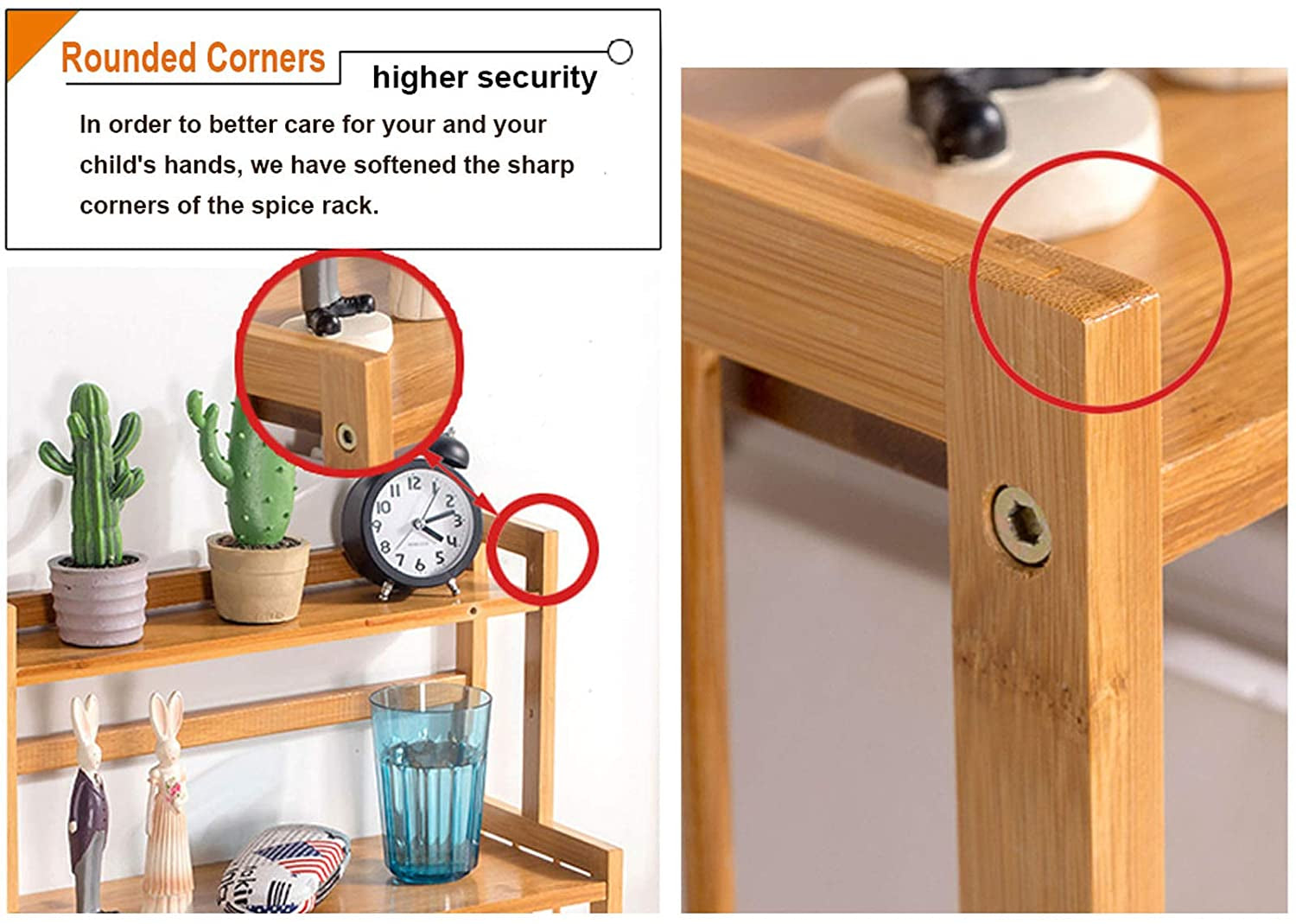 Stylish Bamboo Spice Rack Organizer - 3 Tier Adjustable Kitchen Countertop Shelf for Ultimate Storage Solutions