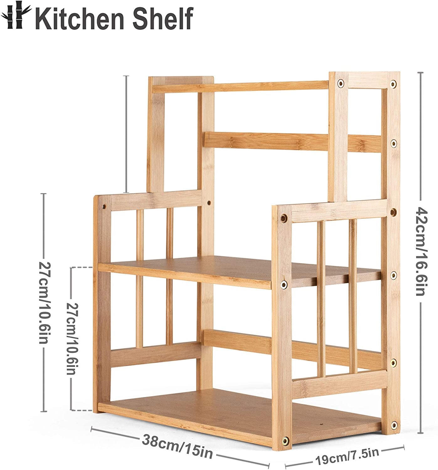 Stylish Bamboo Spice Rack Organizer - 3 Tier Adjustable Kitchen Countertop Shelf for Ultimate Storage Solutions