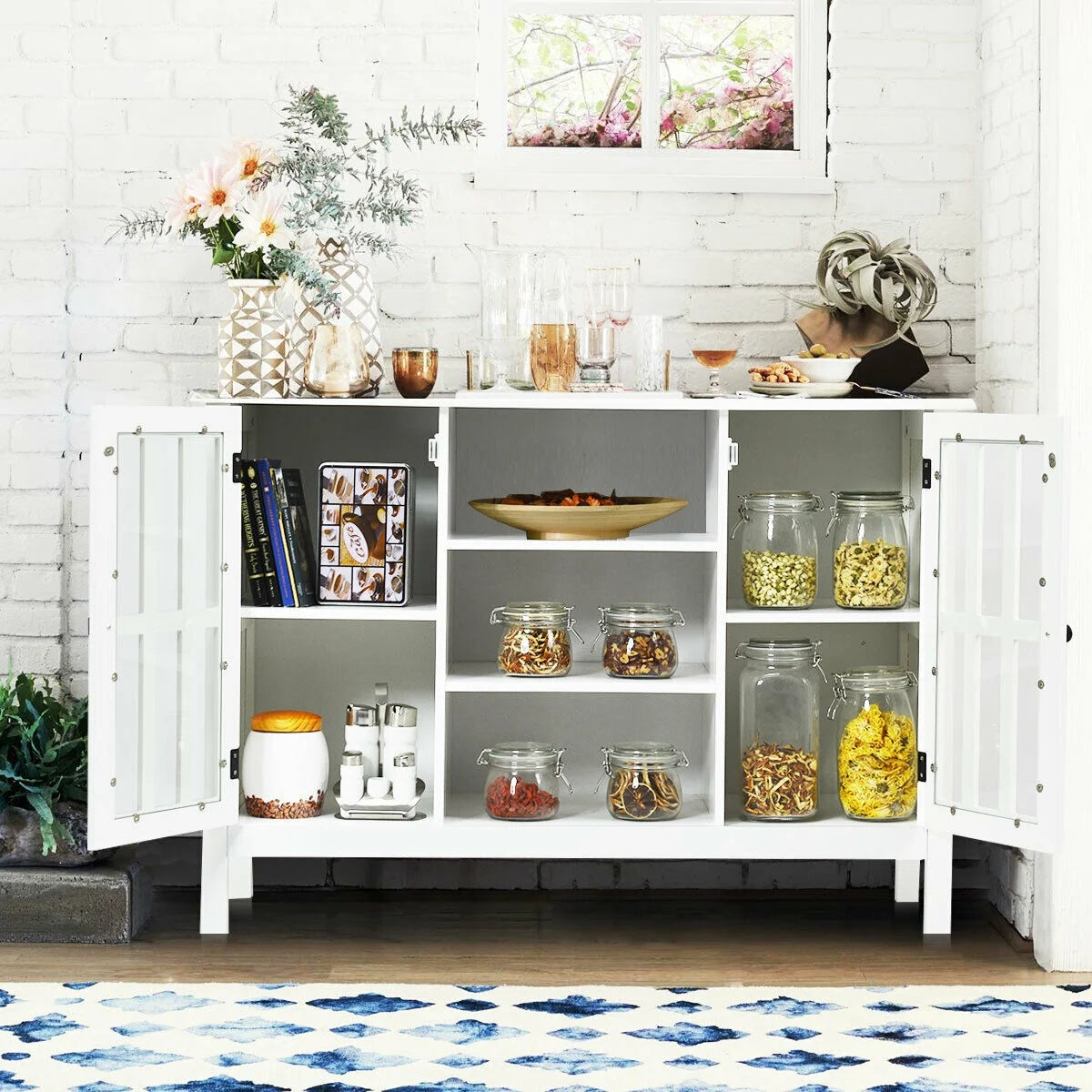 Stylish White Wood TV Stand - Elegant Entertainment Center for TVs Up to 50"